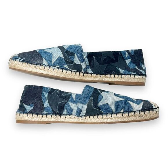 Valentino Blue Denim Stars Camo Canvas Espadrille Flat Sandals Women’s Size 40/9 - Picture 5 of 11